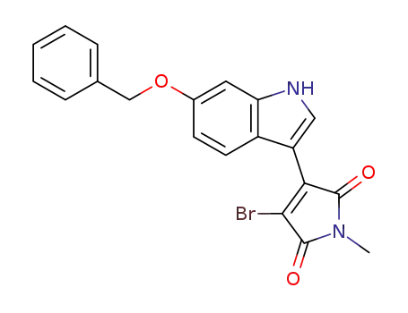 Molecular Structure of 174402-43-8 (1H-Pyrrole-2,5-dione,
3-bromo-1-methyl-4-[6-(phenylmethoxy)-1H-indol-3-yl]-)