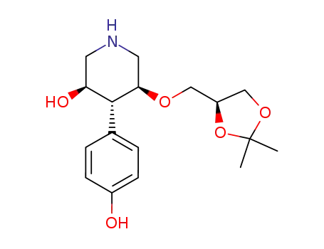 Molecular Structure of 303043-17-6 ((3R,4R,5S)-5-((S)-2,2-Dimethyl-[1,3]dioxolan-4-ylmethoxy)-4-(4-hydroxy-phenyl)-piperidin-3-ol)