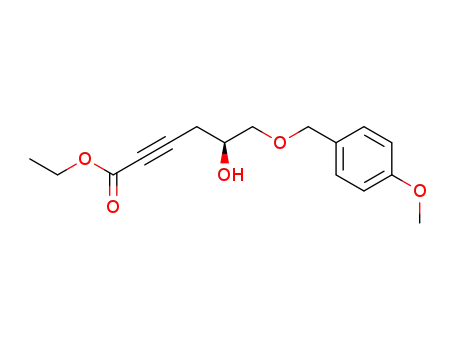 Molecular Structure of 302554-85-4 (ethyl (5S)-5-hydroxy-6-(4-methoxybenzyloxy)hex-2-ynoate)