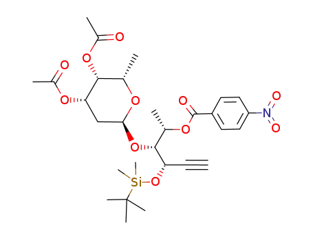 4-Nitro-benzoic acid (1S,2R,3S)-3-(tert-butyl-dimethyl-silanyloxy)-2-((2S,4S,5R,6S)-4,5-diacetoxy-6-methyl-tetrahydro-pyran-2-yloxy)-1-methyl-pent-4-ynyl ester