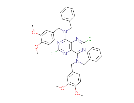 Molecular Structure of 774539-01-4 (2,6-dichloro-4,8-di-(N-benzyl-N-3',4'-dimethoxybenzylamino)pyrimido[5,4-d]pyrimidine)