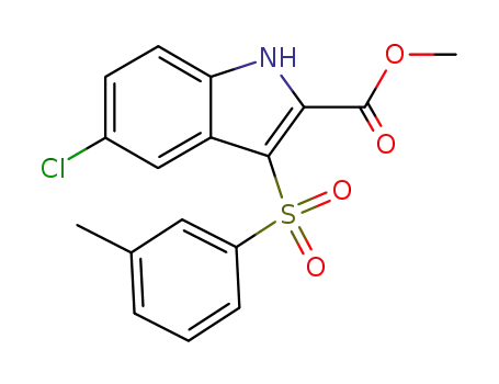 Molecular Structure of 540740-64-5 (1H-Indole-2-carboxylic acid, 5-chloro-3-[(3-methylphenyl)sulfonyl]-,
methyl ester)