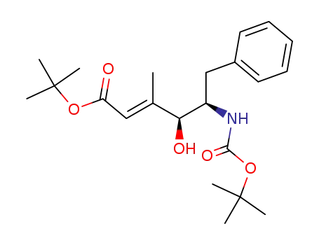 Molecular Structure of 420837-90-7 (2-Hexenoic acid,
5-[[(1,1-dimethylethoxy)carbonyl]amino]-4-hydroxy-3-methyl-6-phenyl-,
1,1-dimethylethyl ester, (2E,4S,5R)-)