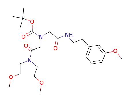 Molecular Structure of 194996-39-9 (N-((tert-butyloxy)carbonyl)-N'-(2-(3-methoxyphenyl)ethyl)-N''-di(2-methoxyethyl)iminodiacetic acid diamide)