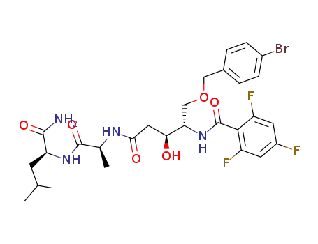 N-{(1S,2S)-1-(4-Bromo-benzyloxymethyl)-3-[(S)-1-((S)-1-carbamoyl-3-methyl-butylcarbamoyl)-ethylcarbamoyl]-2-hydroxy-propyl}-2,4,6-trifluoro-benzamide
