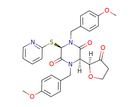 1,4-bis(p-methoxybenzyl)-3-(2'-thiopyridyl)-6-(2-γ-butyrolactonyl)-2,5-piperazinedione (syn, major diastereomer)
