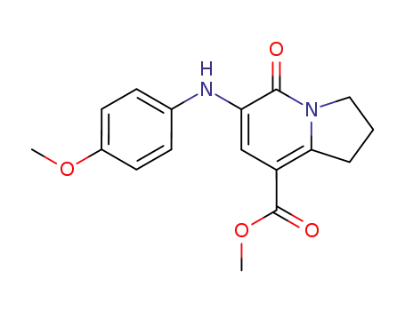 Molecular Structure of 612065-19-7 (METHYL 6-(4-METHOXYPHENYLAMINO)-5-OXO-1,2,3,5-TETRAHYDROINDOLIZINE-8-CARBOXYLIATE)