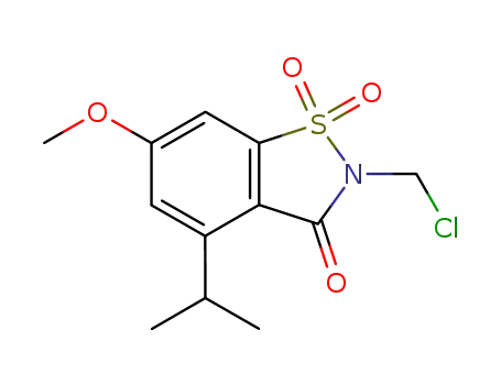 Molecular Structure of 142577-03-5 (2-(chloromethyl)-6-methoxy-4-(1-methylethyl)-1,2-benzisothiazol-3(2H)-one 1,1-dioxide)