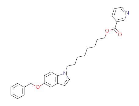 Molecular Structure of 578726-15-5 (3-Pyridinecarboxylic acid, 8-[5-(phenylmethoxy)-1H-indol-1-yl]octyl
ester)