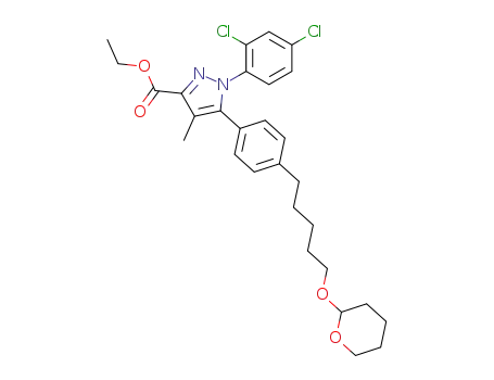 1-(2,4-dichloro-phenyl)-4-methyl-5-{4-[5-(tetrahydro-pyran-2-yloxy)-pentyl]-phenyl}-1<i>H</i>-pyrazole-3-carboxylic acid ethyl ester