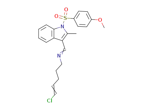 Molecular Structure of 84960-65-6 (1H-Indole-3-methanimine,
N-(5-chloro-4-pentenyl)-1-[(4-methoxyphenyl)sulfonyl]-2-methyl-, (E,E)-)