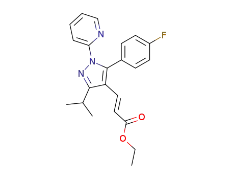 Molecular Structure of 133258-35-2 (2-Propenoic acid,
3-[5-(4-fluorophenyl)-3-(1-methylethyl)-1-(2-pyridinyl)-1H-pyrazol-4-yl]-,
ethyl ester, (E)-)