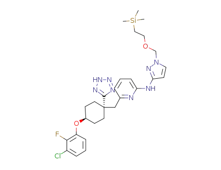 6-((trans-4-(3-chloro-2-fluorophenoxy)-1-(2H-tetrazol-5-yl)cyclohexyl)methyl)-N-(1-((2-(trimethylsilyl)ethoxy)methyl)-1H-pyrazol-3-yl)pyridin-2-amine