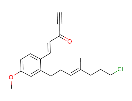 Molecular Structure of 921229-05-2 (1-Penten-4-yn-3-one,
1-[2-[(3E)-7-chloro-4-methyl-3-hepten-1-yl]-4-methoxyphenyl]-, (1E)-)