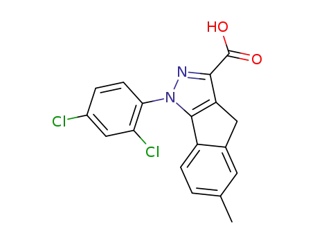 Molecular Structure of 511533-14-5 (Indeno[1,2-c]pyrazole-3-carboxylic acid,
1-(2,4-dichlorophenyl)-1,4-dihydro-6-methyl-)