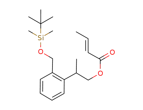 Molecular Structure of 942062-84-2 (but-2-enoic acid 2-[2-((tert-butyldimethylsilanyloxy)methyl)phenyl]propyl ester)