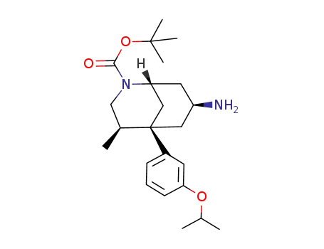 Molecular Structure of 911422-98-5 (tert-butyl (1S,4R,5R,7S)-7-amino-5-(3-isopropoxyphenyl)-4-methyl-2-azabicyclo[3.3.1]nonane-2-carboxylate)