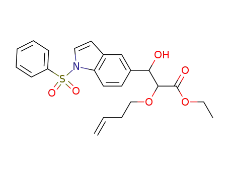Molecular Structure of 671215-63-7 (1H-Indole-5-propanoic acid,
a-(3-butenyloxy)-b-hydroxy-1-(phenylsulfonyl)-, ethyl ester)