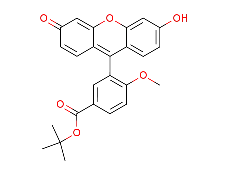 Molecular Structure of 876752-70-4 (Benzoic acid, 3-(6-hydroxy-3-oxo-3H-xanthen-9-yl)-4-methoxy-,
1,1-dimethylethyl ester)