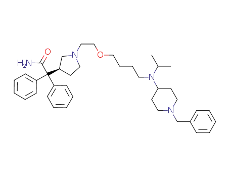 Molecular Structure of 690999-10-1 (4-{N-[7-(3-(S)-(1-carbamoyl-1,1-diphenylmethyl)pyrrolidin-1-yl)-5-oxahept-1-yl]-N-(isopropyl)amino}-1-benzylpiperidine)