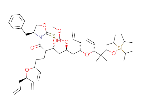 (2S,3R,5R,7S)-1-((S)-4-Benzyl-2-thioxo-oxazolidin-3-yl)-7-[(R)-1-(1,1-dimethyl-2-triisopropylsilanyloxy-ethyl)-allyloxy]-3-hydroxy-5-methoxymethoxy-2-[(R)-3-((R)-1-vinyl-but-3-enyloxy)-pent-4-enyl]-dec-9-en-1-one