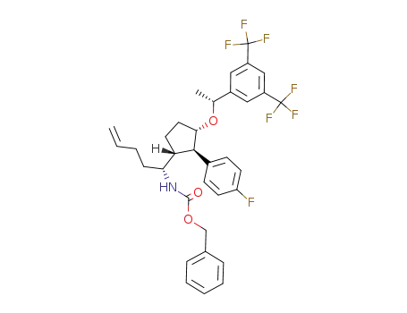 ((1S),(2R),(3R))-1-((1R)-1-(3,5-bis(trifluoromethyl)phenyl)ethoxy)-2-(4-fluorophenyl)-3-((1R)-1-(benzyloxycarbonylamino)pent-4-en-1-yl)cyclopentane
