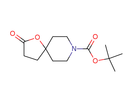 Molecular Structure of 301226-27-7 (tert-butyl 2-oxo-1-oxa-8-azaspiro[4.5]decane-8-carboxylate)