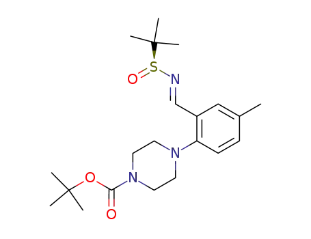 4-{4-methyl-2-[((S<sub>S</sub>)-2-methyl-propane-2-sulfinylimino)-methyl]-phenyl}-piperazine-1-carboxylic acid tert-butyl ester