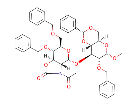 methyl 2-acetamido-4,6-di-O-benzyl-2,3-N,O-carbonyl-2-deoxy-α-D-glucopyranosyl-(1->3)-2-O-benzyl-4,6-O-benzylidene-α-D-glucopyranoside