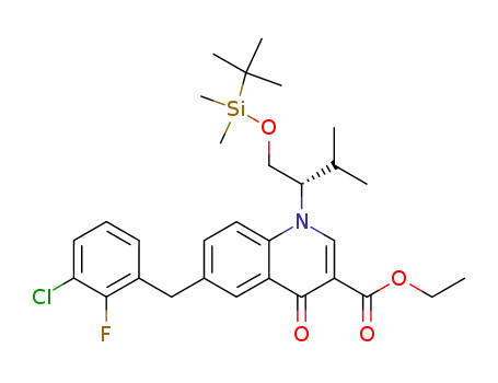 1-((2S)-1-tert-buthyldimethylsilyloxy-3-methylbutan-2-yl)-6-(3-chloro-2-fluorobenzyl)-4-oxo-1,4-dihydroquinoline-3-carboxylic acid ethyl ester
