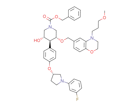 1-Piperidinecarboxylic acid,
3-[[3,4-dihydro-4-(3-methoxypropyl)-2H-1,4-benzoxazin-6-yl]methoxy]-4-
[4-[[(3S)-1-(3-fluorophenyl)-3-pyrrolidinyl]oxy]phenyl]-5-hydroxy-,
phenylmethyl ester, (3R,4S,5S)-