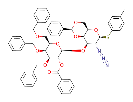 p-tolyl 2-O-benzoyl-3,4,6-tri-O-benzyl-β-D-galactopyranosyl-(1->3)-2-azido-4,6-O-benzylidene-2-deoxy-1-thio-β-D-galactopyranoside