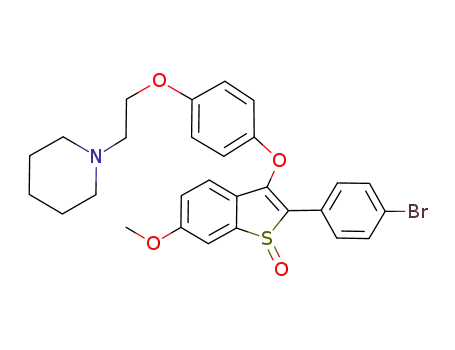 Molecular Structure of 943439-55-2 (6-methoxy-3-{4-[2-(1-piperidinyl)ethoxy]phenoxy}-2-(4-bromophenyl)benzo[b]thiophene S-oxide)