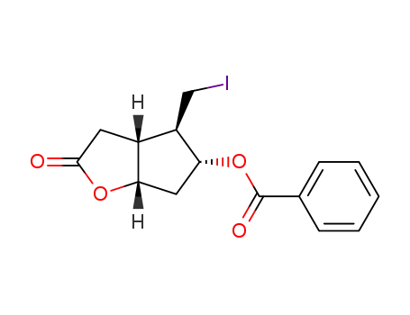 Molecular Structure of 131543-60-7 ((3aR,4R,5R,6aS)-5-(benzoyloxy)hexahydro-4-(iodomethyl)-2H-cyclopenta<b>furan-2-one)