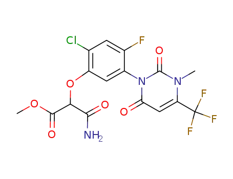 Propanoic acid,
3-amino-2-[2-chloro-5-[3,6-dihydro-3-methyl-2,6-dioxo-4-(trifluoromethyl
)-1(2H)-pyrimidinyl]-4-fluorophenoxy]-3-oxo-, methyl ester