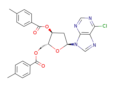Molecular Structure of 139244-01-2 (6-Chloro-9-(2'-deoxy-3',5'-di-O-p-toluyl-α-D-erythro-pentofuranosyl)purine)