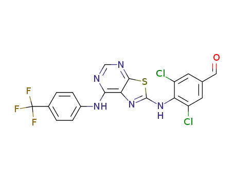 3,5-dichloro-4-[7-(4-trifluoromethyl-phenylamino)-thiazolo[5,4-d]pyrimidin-2-ylamino]-benzaldehyde