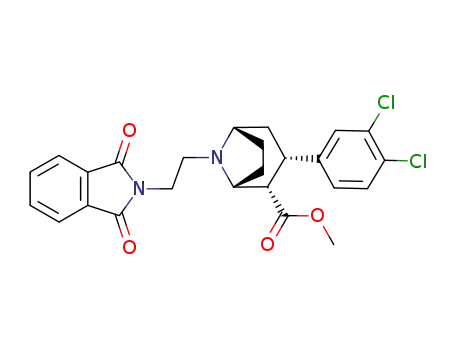 Molecular Structure of 872460-78-1 (3β-(3,4-dichlorophenyl)-8-[2-(1,3-dioxo-1,3-dihydro-isoindol-2-yl)ethyl]-8-aza-bicyclo[3.2.1]octane-2β-carboxylic acid methyl ester)