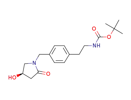 Molecular Structure of 914104-03-3 (tert-butyl [2-(4-{[(4R)-4-hydroxy-2-oxopyrrolidin-1-yl]methyl}phenyl)ethyl]carbamate)