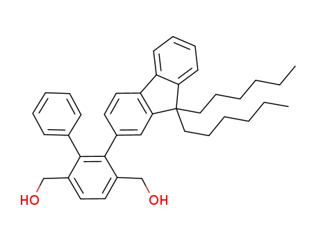 Molecular Structure of 869565-46-8 (1,4-bis(hydroxymethyl)-2-phenyl-3-(9,9-dihexylfluoren-2-yl)benzene)