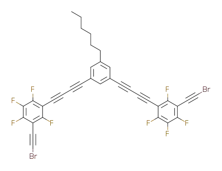 1,3-di-(4'-(2'',3'',4'',6''-tetrafluoro-5''-bromoethynylphenyl)buta-1',3'-diynyl)-5-hexylbenzene