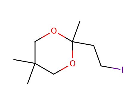 Molecular Structure of 83862-46-8 (1,3-Dioxane, 2-(2-iodoethyl)-2,5,5-trimethyl-)