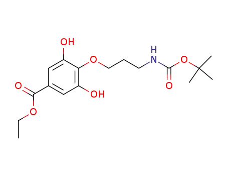 Molecular Structure of 870177-01-8 (Benzoic acid,
4-[3-[[(1,1-dimethylethoxy)carbonyl]amino]propoxy]-3,5-dihydroxy-, ethyl
ester)