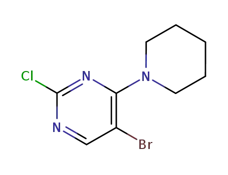 Molecular Structure of 62880-67-5 (5-BROMO-2-CHLORO-4-(1-PIPERIDINYL)PYRIMIDINE)