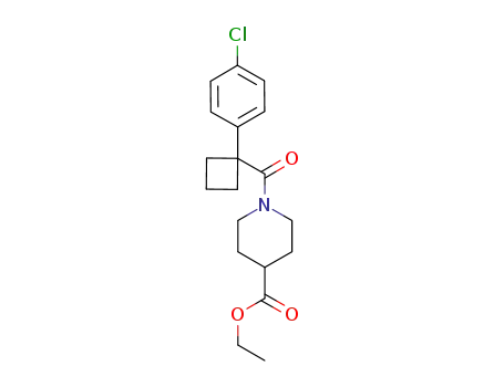 Molecular Structure of 544476-22-4 (1-[1-(4-chloro-phenyl)-cyclobutanecarbonyl]-piperidine-4-carboxylic acid ethyl ester)