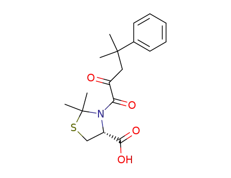 4-Thiazolidinecarboxylic acid,
2,2-dimethyl-3-(4-methyl-1,2-dioxo-4-phenylpentyl)-, (4R)-
