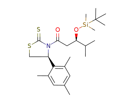 1-Pentanone,
3-[[(1,1-dimethylethyl)dimethylsilyl]oxy]-4-methyl-1-[(4S)-2-thioxo-4-(2,4,
6-trimethylphenyl)-3-thiazolidinyl]-, (3R)-