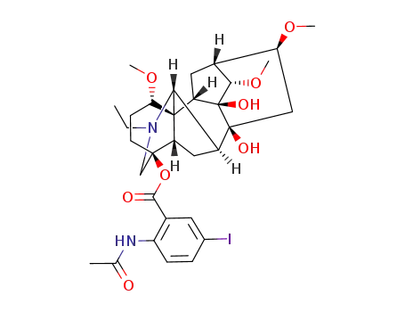 Molecular Structure of 941601-16-7 (4β-[2-(N-acetylamino)-5-iodobenzoyloxy]-1α,14α,16β-trimethoxy-20-ethylaconitane-8,9-diol)