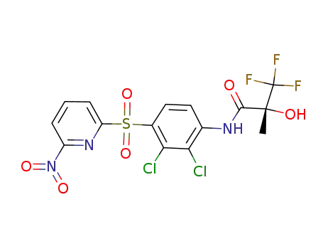 Molecular Structure of 329927-02-8 ((R)-N-[4-{2-nitropyridyl}-6-sulphonyl-2,3,dichlorophenyl]-2-hydroxy-2-methyl-3,3,3-trifluoropropanamide)