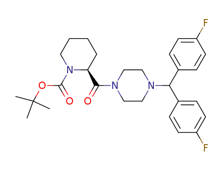 Molecular Structure of 678969-75-0 (1-Piperidinecarboxylic acid,
2-[[4-[bis(4-fluorophenyl)methyl]-1-piperazinyl]carbonyl]-,
1,1-dimethylethyl ester, (2S)-)
